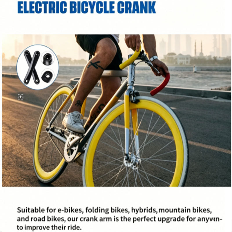 E-Bike Crank Arm Set + Flat Pedals | AC-08 Aluminum Alloy Cranks Compatible with Bafang, Shimano, Yamaha, Panasonic Mid Drive Motors