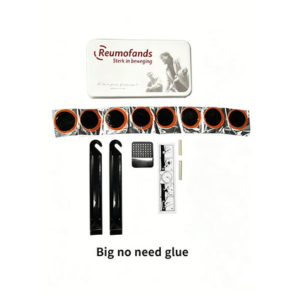 Portable Bicycle Inner Tube Patch Repair Kit | Bike Tire Levers + Patches + Rubber Cement Set