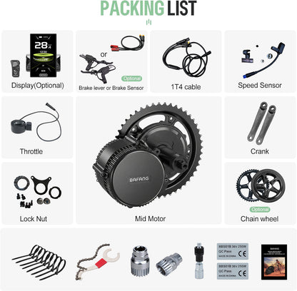 BAFANG BBS CAN 36V 250W Mid Drive Kit with C010/C101/KD1286 Display