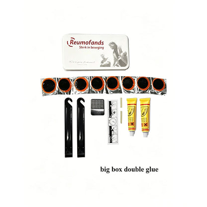 Portable Bicycle Inner Tube Patch Repair Kit | Bike Tire Levers + Patches + Rubber Cement Set