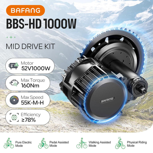 BAFANG 52V 1000W BBSHD UART Mid Drive Motor Kit with C18 Display