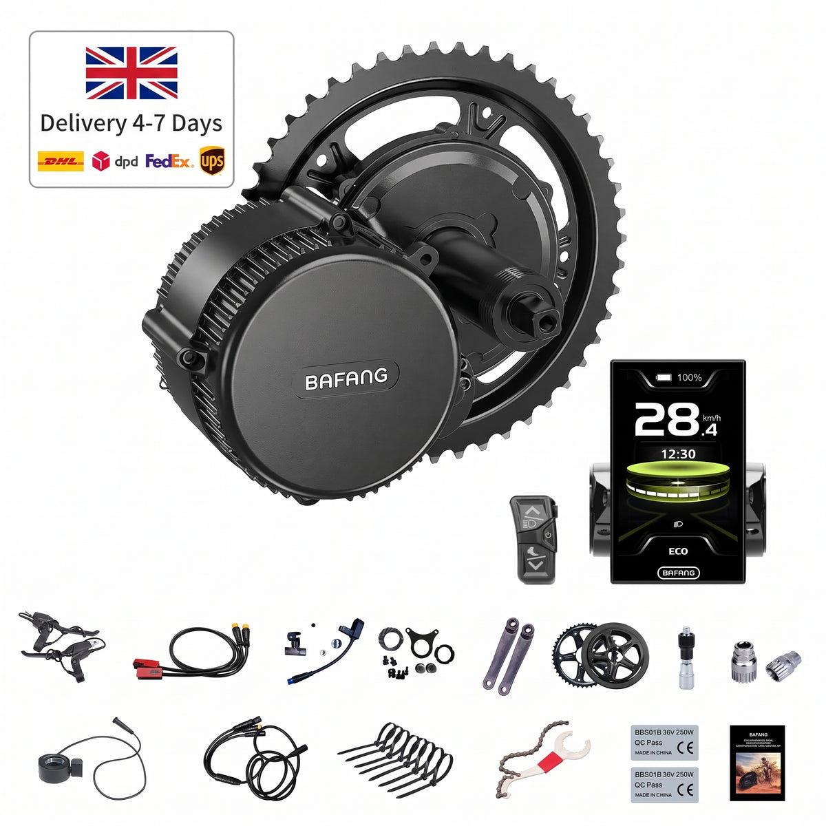 BAFANG BBS CAN 36V 250W Mid Drive Kit with C010/C101/KD1286 Display