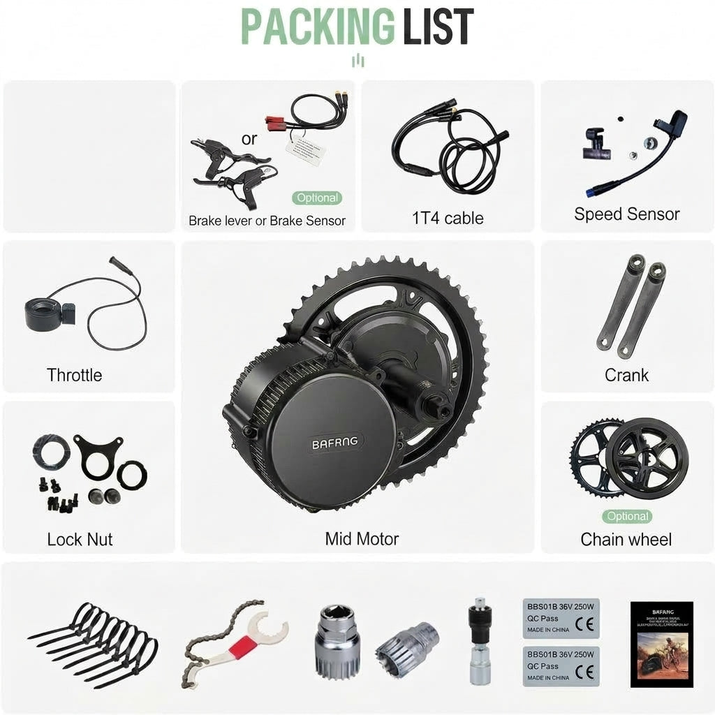 BAFANG 36V 250W 44T CAN Mid Drive Motor Kit with Brake