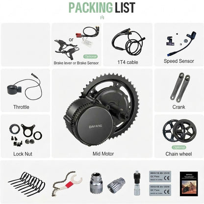 BAFANG 36V 250W 44T CAN Mid Drive Motor Kit with Brake