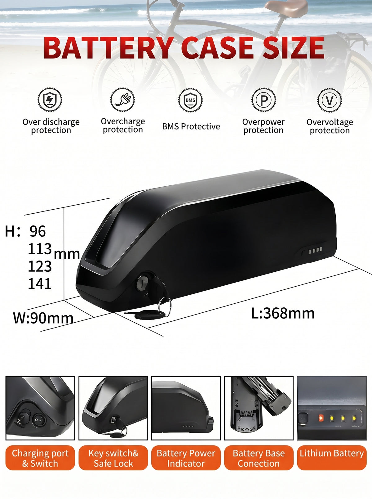 Polly 36V 13Ah-25Ah E-Bike Battery Smart BMS with 2A/3A Charger