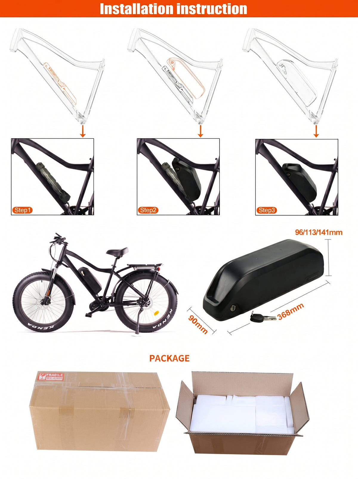 Polly 36V 13Ah-25Ah E-Bike Battery Smart BMS with 2A/3A Charger