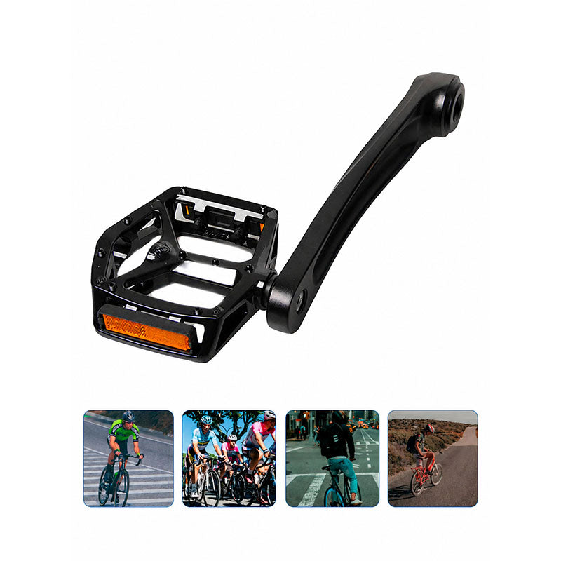 E-Bike Crank Arm Set + Flat Pedals | AC-08 Aluminum Alloy Cranks Compatible with Bafang, Shimano, Yamaha, Panasonic Mid Drive Motors