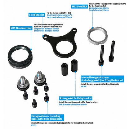 BBS Mid Drive Motor Fixed Bracket Mounting Kit | M33 Nut Hardware Set For BBS01 BBS02 BBSHD E-bike Mid Motor Conversion