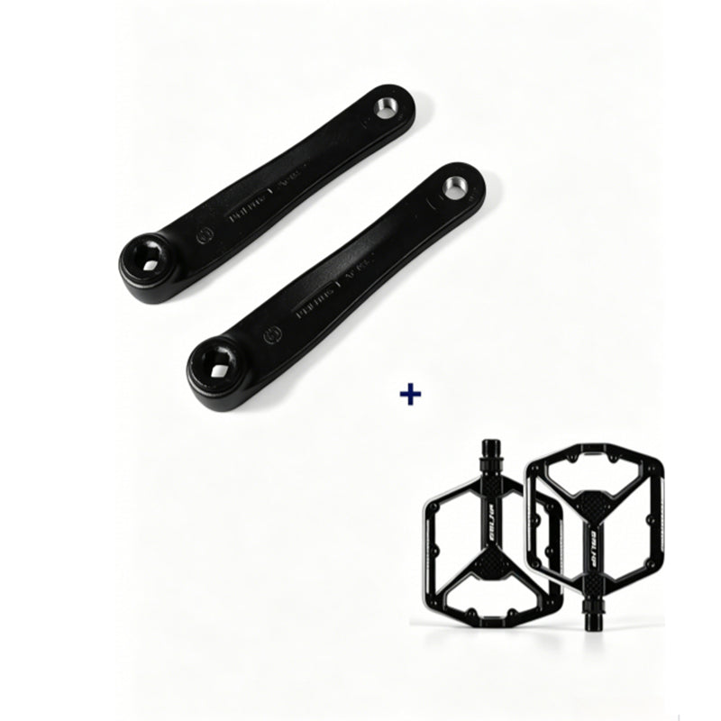E-Bike Crank Arm Set + Flat Pedals | AC-08 Aluminum Alloy Cranks Compatible with Bafang, Shimano, Yamaha, Panasonic Mid Drive Motors
