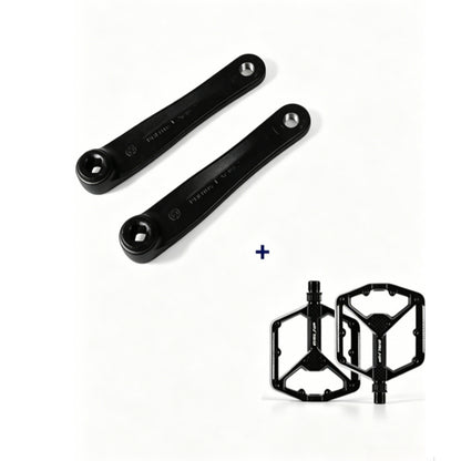 E-Bike Crank Arm Set + Flat Pedals | AC-08 Aluminum Alloy Cranks Compatible with Bafang, Shimano, Yamaha, Panasonic Mid Drive Motors