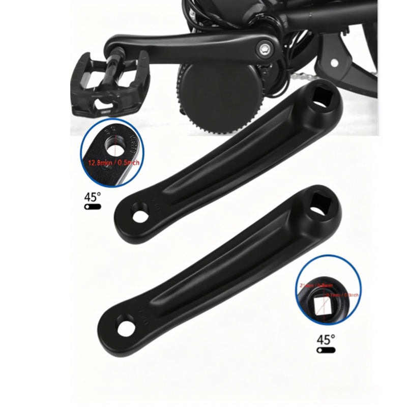 E-Bike Crank Arm Set + Flat Pedals | AC-08 Aluminum Alloy Cranks Compatible with Bafang, Shimano, Yamaha, Panasonic Mid Drive Motors