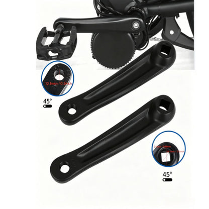 E-Bike Crank Arm Set + Flat Pedals | AC-08 Aluminum Alloy Cranks Compatible with Bafang, Shimano, Yamaha, Panasonic Mid Drive Motors