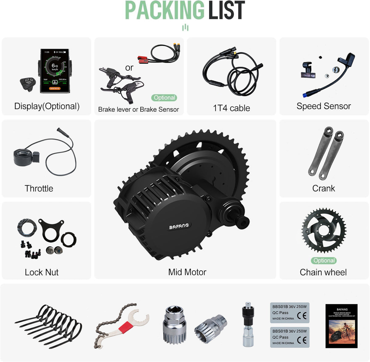 BAFANG BBSHD UART 52V 1000W Mid Drive Motor Only 68mm Bottom Bracket E-Bike Motor