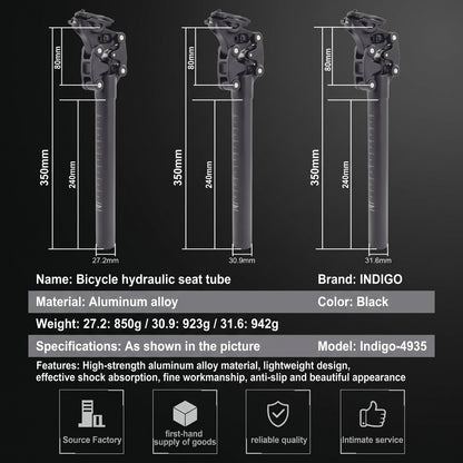 SP-S4 Suspension Seatpost 27.2/30.9/31.6mm 350mm 50mm Travel Adjustable