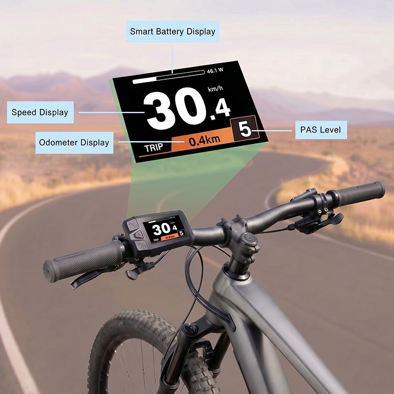 1.9 Inch TFT Color Display, CAN Protocol 5 Pin Male Triangular Connector, E-Bike Dashboard Compatible with Bafang BBS CAN Series Mid Drive Motors