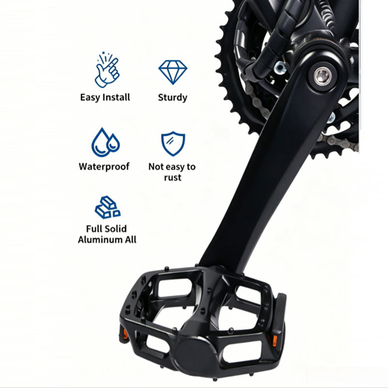 E-Bike Crank Arm Set + Flat Pedals | AC-08 Aluminum Alloy Cranks Compatible with Bafang, Shimano, Yamaha, Panasonic Mid Drive Motors