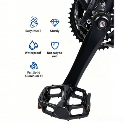 E-Bike Crank Arm Set + Flat Pedals | AC-08 Aluminum Alloy Cranks Compatible with Bafang, Shimano, Yamaha, Panasonic Mid Drive Motors