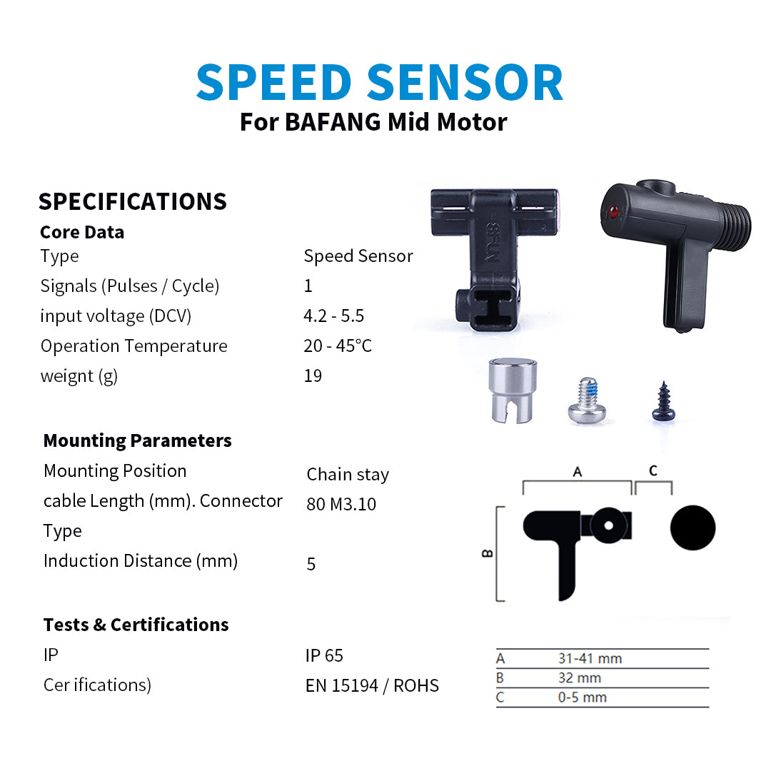 E-Bike Speed Sensor for BAFANG UART Mid Drive Motor with Spoke Magnet