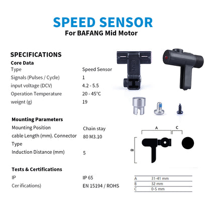 E-Bike Speed Sensor for BAFANG UART Mid Drive Motor with Spoke Magnet