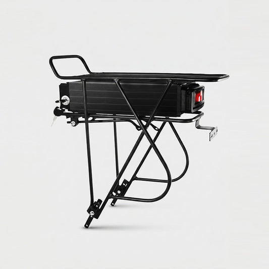 Rear Rack Lithium Battery for Electric Bicycle, E-bike Rear Carrier Battery with Taillight, Lock & Portable Handle