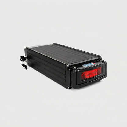 Rear Rack Lithium Battery for Electric Bicycle, E-bike Rear Carrier Battery with Taillight, Lock & Portable Handle