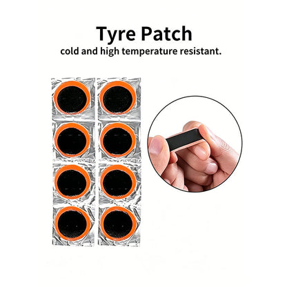 Portable Bicycle Inner Tube Patch Repair Kit | Bike Tire Levers + Patches + Rubber Cement Set