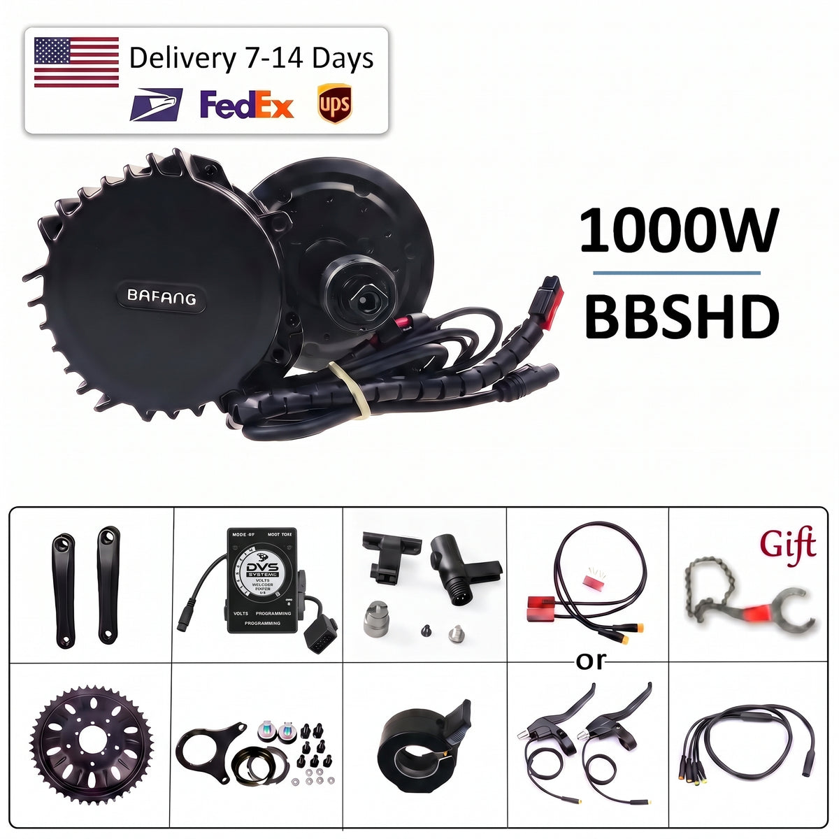 BAFANG BBSHD UART 48V 1000W Mid Drive Motor E-Bike Conversion Kit 68mm
