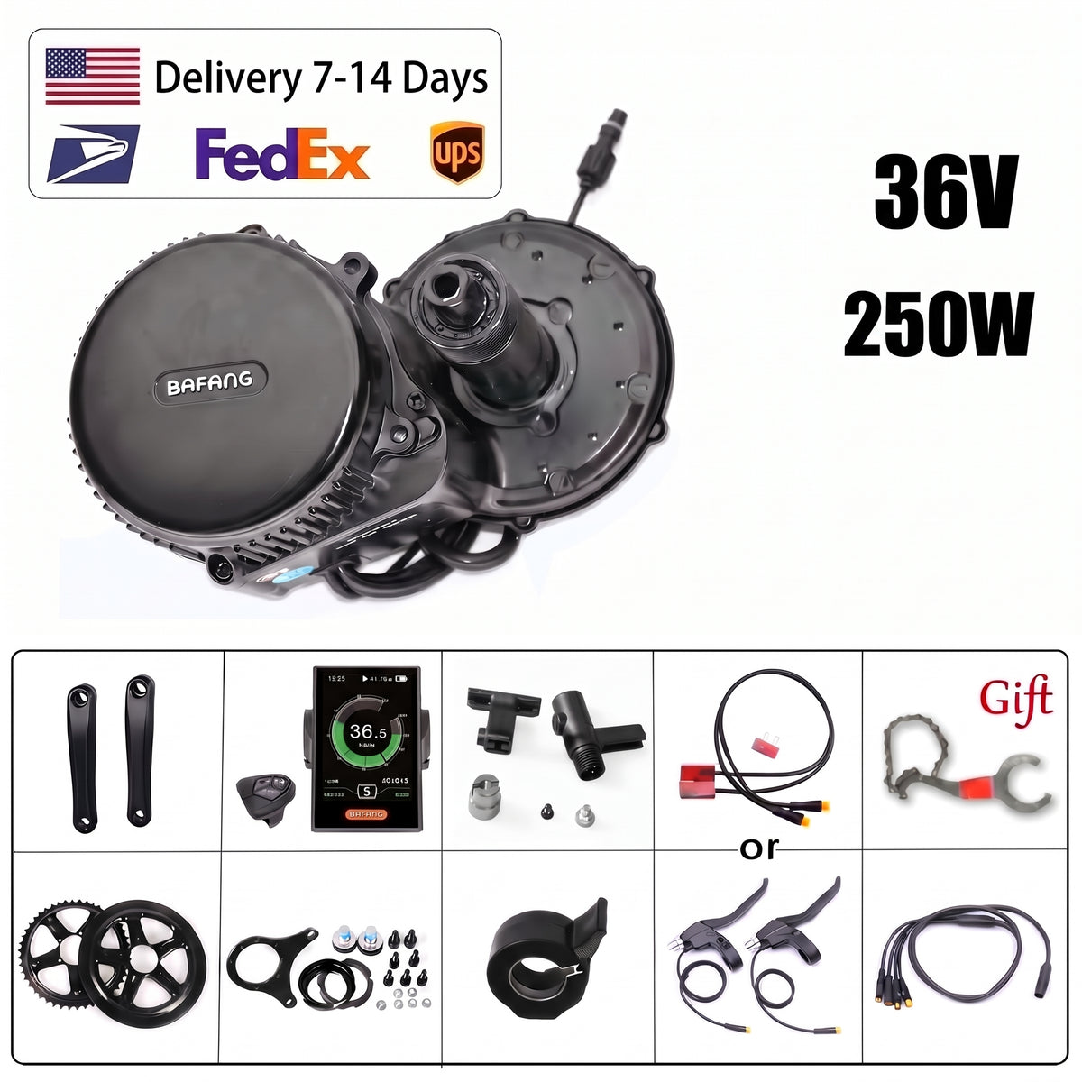 BAFANG BBS01B UART 36V 250W Mid Drive Kit C18 68mm BB 44T