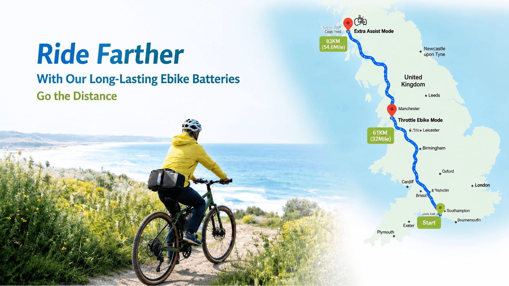 INGIGOGO 48V 52V triangle frame ebike lithium battery long range riding outdoor coastal cycling, long lasting electric bike battery support 83km assist mode trip