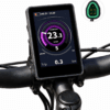 Real install shot of Bafang CAN color ebike screen on standard 22.2mm handlebar, clear speed power trip readout