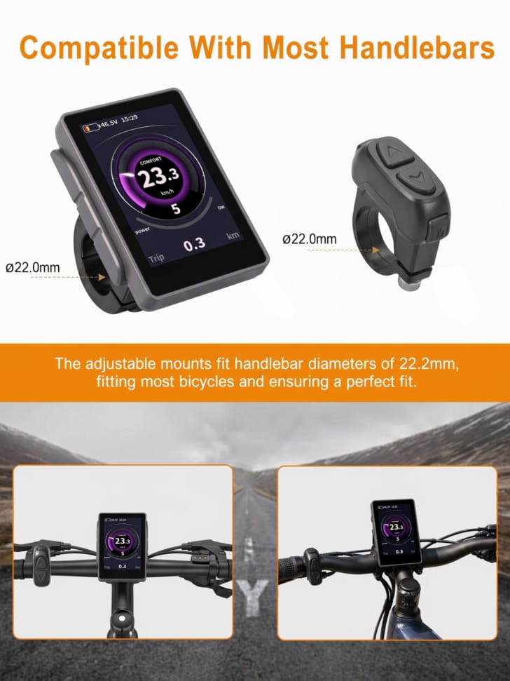 Adjustable bracket bicycle handlebars, easy mount for Bafang CAN e-bike dashboard