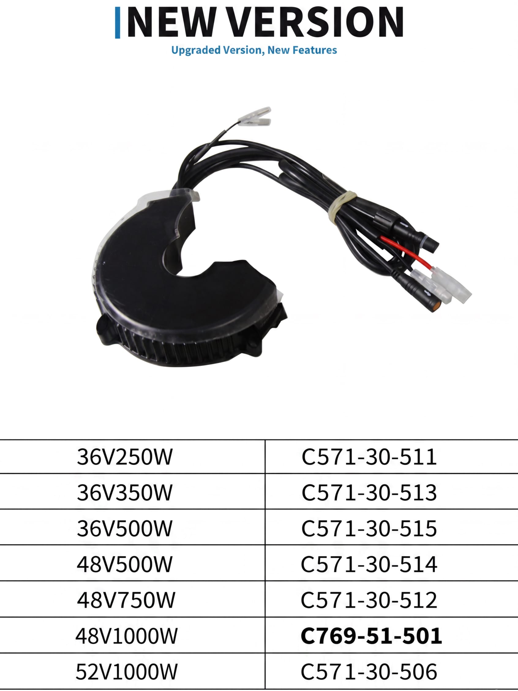 Upgraded new version BAFANG mid motor controller with full wiring harness, voltage power and controller code compatibility table for BBS01B BBS02B BBSHD ebike conversion kits