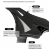 Ultralight Kocevlo carbon rail bike saddle 139mm width 118g lightweight hollow bicycle sKocevlo bike saddle three-layer shock absorption structure, waterproof leather surface, EVA cushion, wear-resistant high steel plastic shell for road gravel MTB bicycle seat