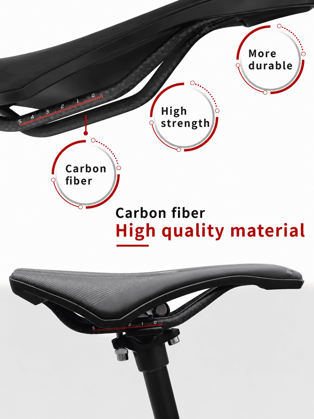 High quality carbon fiber bicycle saddle rail, high strength corrosion resistant carbon bow, adjustable mounting scale for road mtb gravel bike