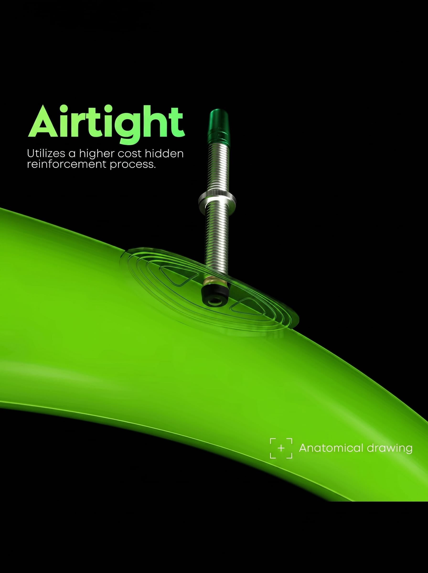 Cyclami airtight MTB inner tube with hidden reinforcement process and anatomical drawing showing higher cost manufacturing technology