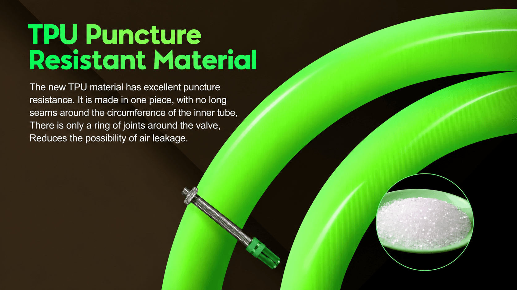 CYCLAMI seamless one-piece TPU mountain bike inner tube puncture resistant less air leakage only valve joint design raw TPU pellet