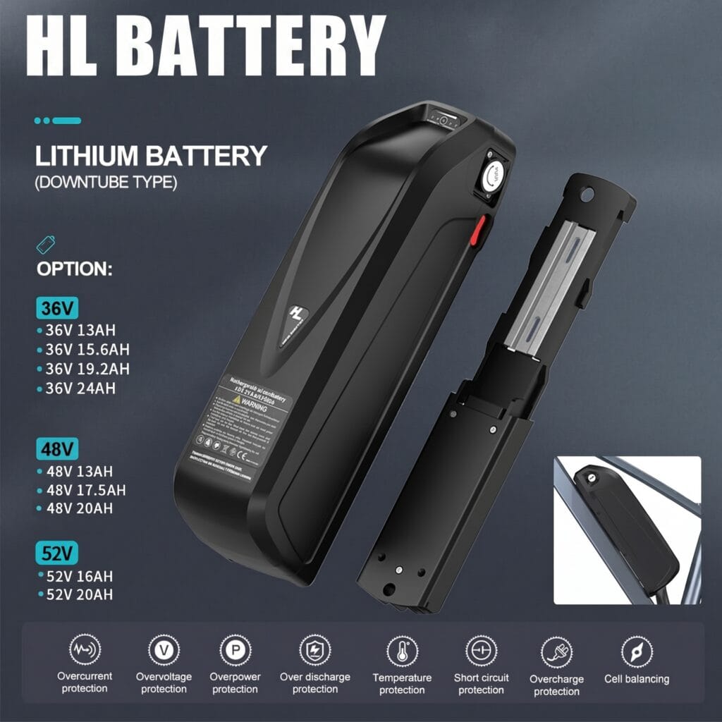 HaiLong lithium battery ebike li-ion downtube type