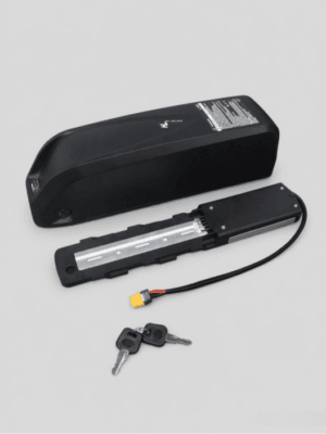 HL Hailong downtube removable electric bike lithium battery pack, complete with metal mounting base, XT60 discharge cable and anti-theft keys, compatible with 36V 48V 52V e-bike motor