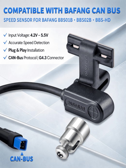 Bafang CAN bus speed sensor compatible with BBS01B BBS02B BBS-HD mid motor e-bike, G4.3 blue 4-pin plug, accurate ebike speed sensor replacement kit