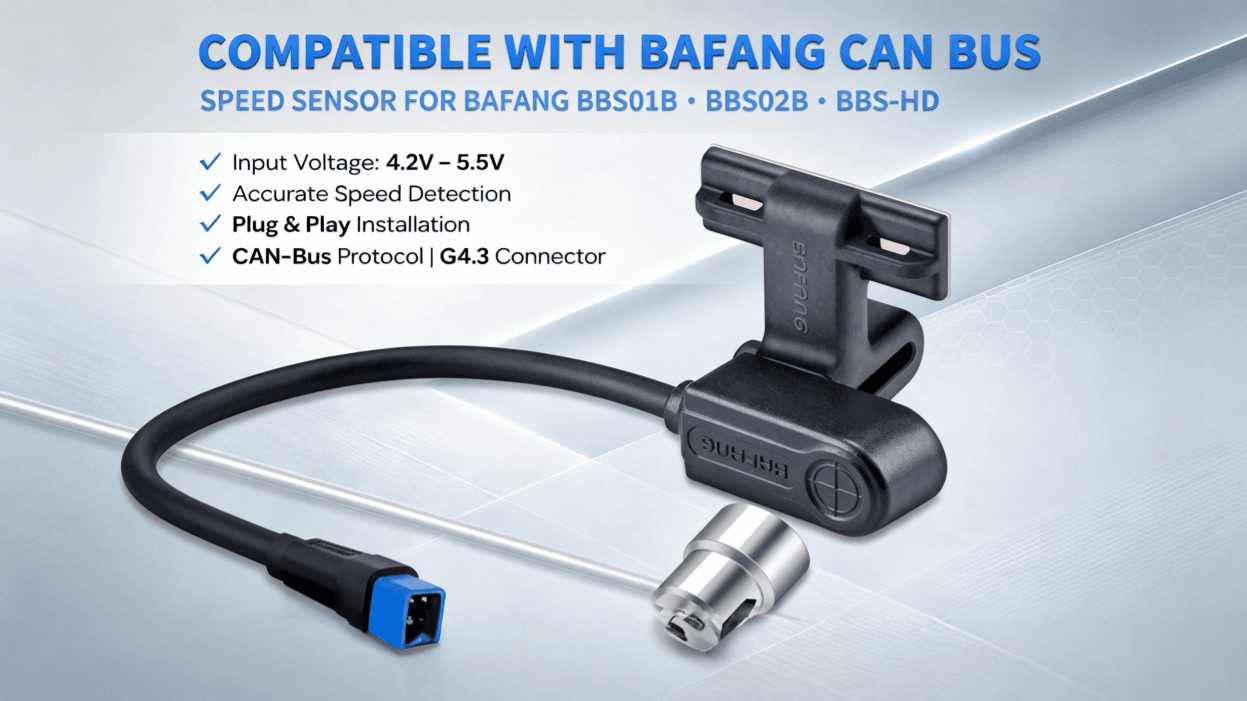 Bafang CAN-BUS hall speed sensor kit with G4.3 blue 4-pin plug, compatible with BBS01B BBS02B BBS-HD mid mount ebike motor, plug and play speed detector
