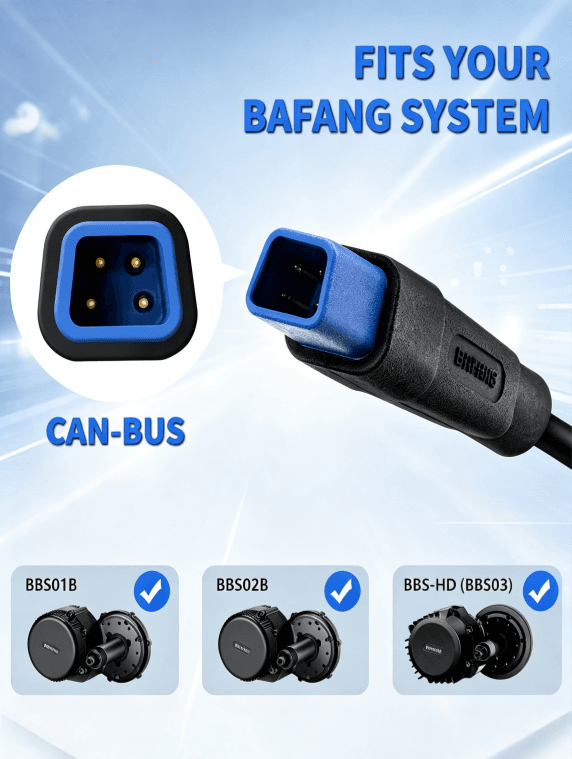 4 pin CAN-BUS blue square plug speed sensor connector, match Bafang BBS01B BBS02B BBS-HD mid drive electric bike motor system