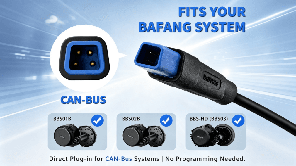 4-core CAN-BUS blue plug speed sensor connector, perfectly match Bafang BBS01B BBS02B BBS-HD electric bicycle mid drive system, no adapter required