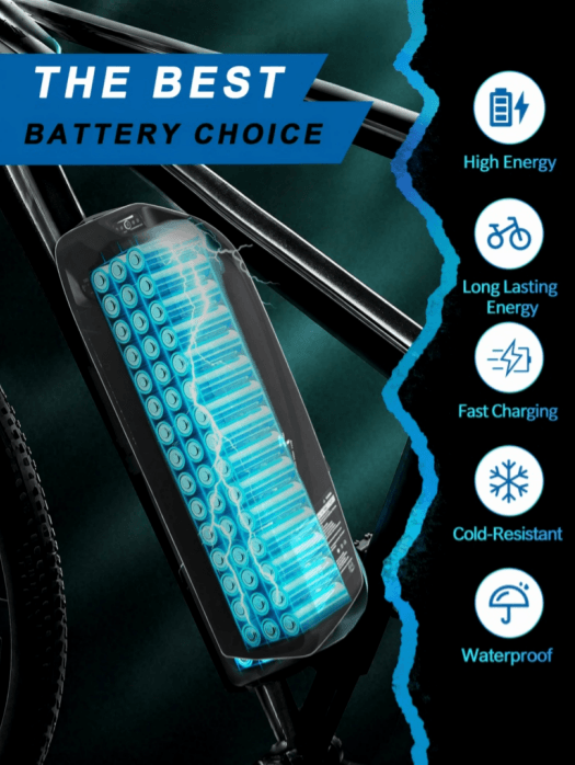 48V electric bike lithium down tube battery features high energy density, long lasting range, fast charging, cold resistant and IP waterproof for ebikes
