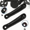 Black e-bike crank arm mounted on mid motor bicycle, technical diagram with 12.8mm & 21mm hole size measurements, 45° rhombus interface illustration