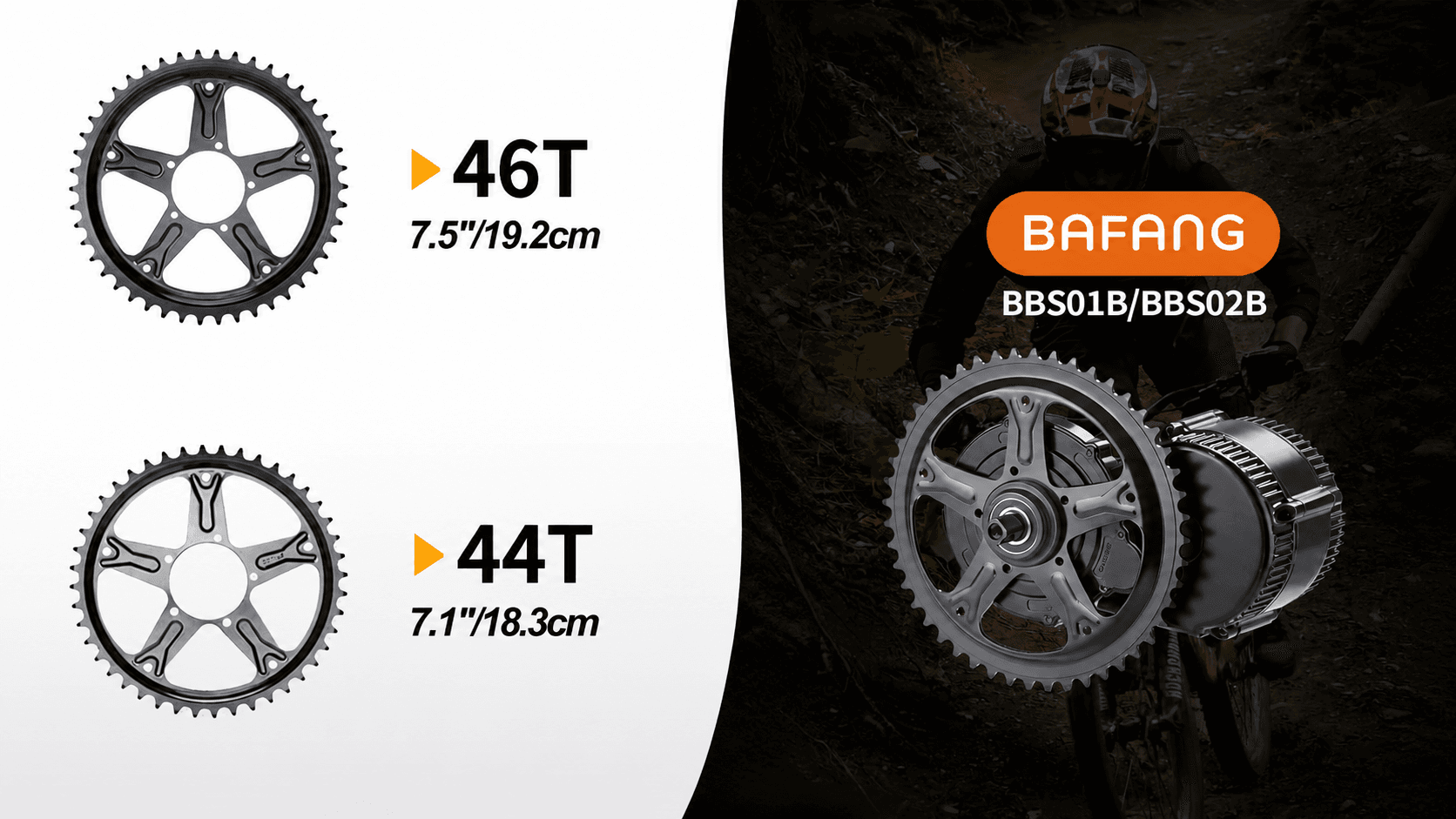 44T 46T single speed crank chain sprocket for BAFANG BBS01B BBS02B mid mount motor electric bike, aluminum alloy replacement chainring
