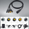Easy install step chart of 1T4 e-bus splitter cable, match 8pin motor, 5pin display, 3pin brake lever, 5pin thumb throttle waterproof plugs