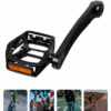 Real shot of finished ebike crank arm paired with wide aluminum platform pedals, below small preview images of mountain, road, city cycling usage scenarios