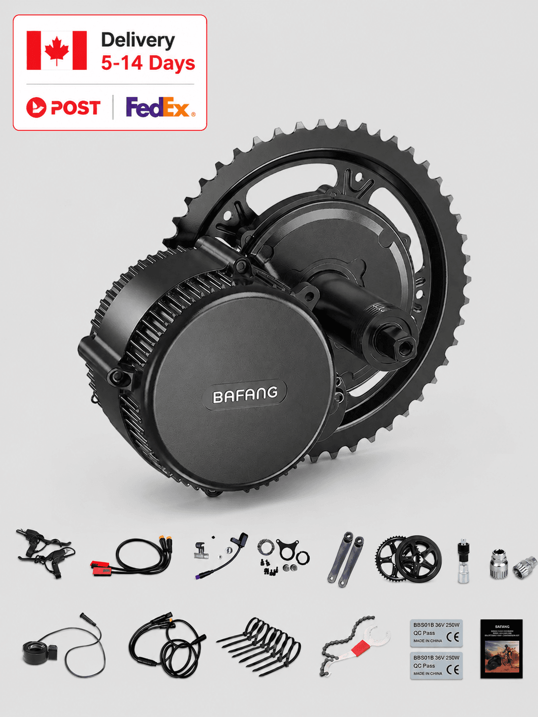 Full set Bafang UART communication mid mount ebike conversion kit 48V/52V 1000W with all installation accessories, Canada warehouse FedEx delivery 5-14 days