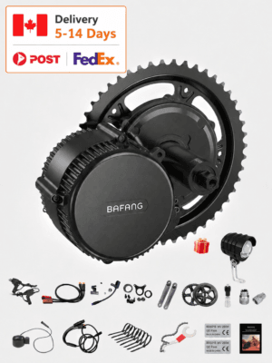 Black Bafang CANBUS mid drive ebike conversion kit complete full set with all mounting accessories, Canadian warehouse FedEx delivery 5-14 days
