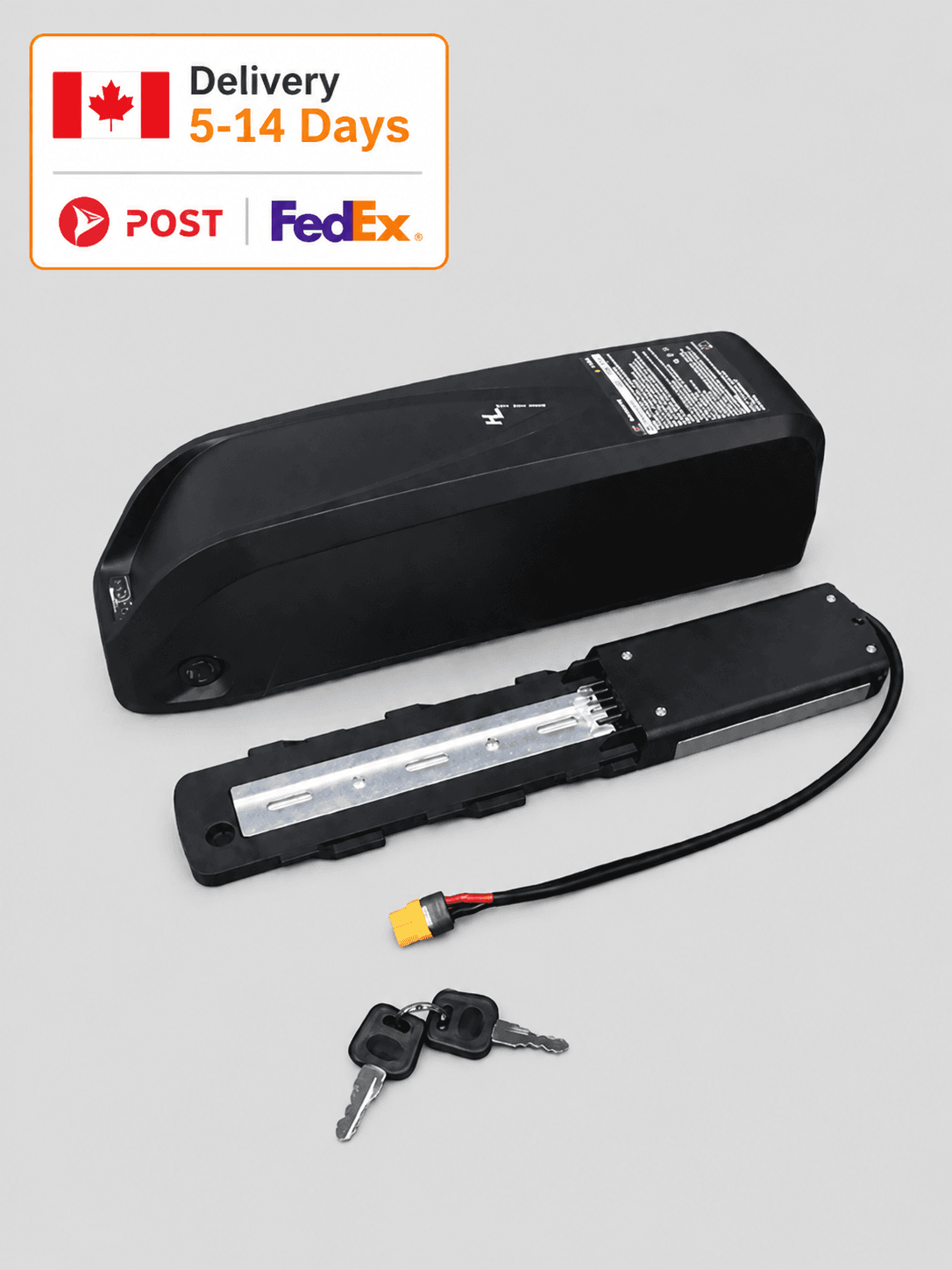 Hailong down tube lockable ebike lithium battery 48V, Canada FedEx 5-14 day delivery